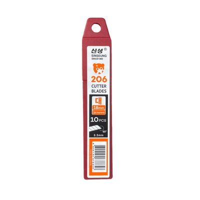 주문 L206 스냅 오프 나이프 18mm SK2 탄소 강철 절단 블레이드 유니버설 0.5mm 14-세그먼트 60° 온라인 제조